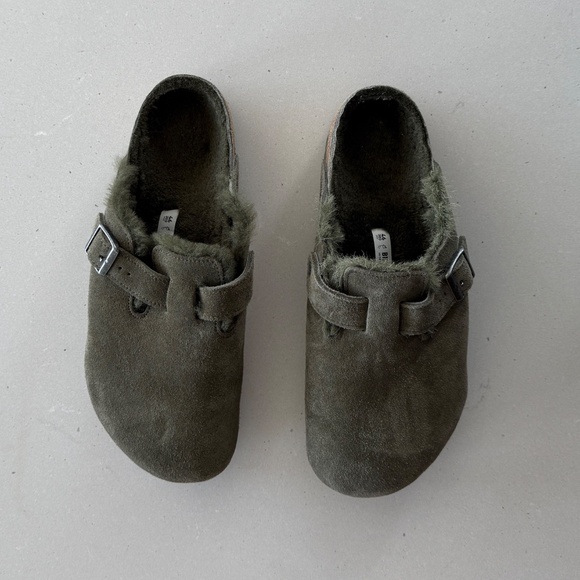 Birkenstock - Boston Shearling - Suede Leather - Thyme - US Men’s 13 - 46 - Picture 7 of 9